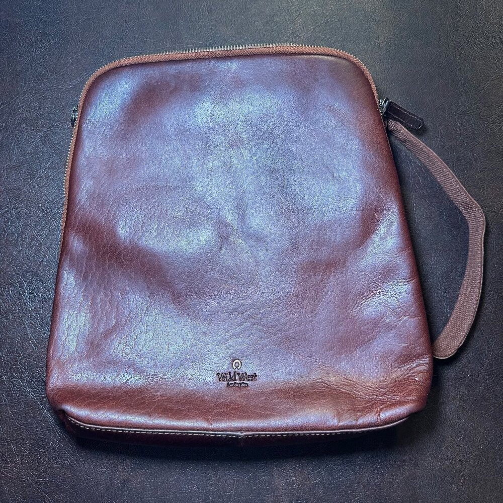 Brown Mini Backpack in Genuine Leather by Wild West with organizer pockets